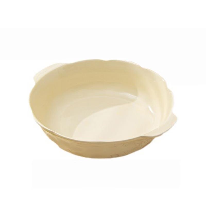 Zhinianhua Cream Style Double-Handle Ceramic Soup Bowl