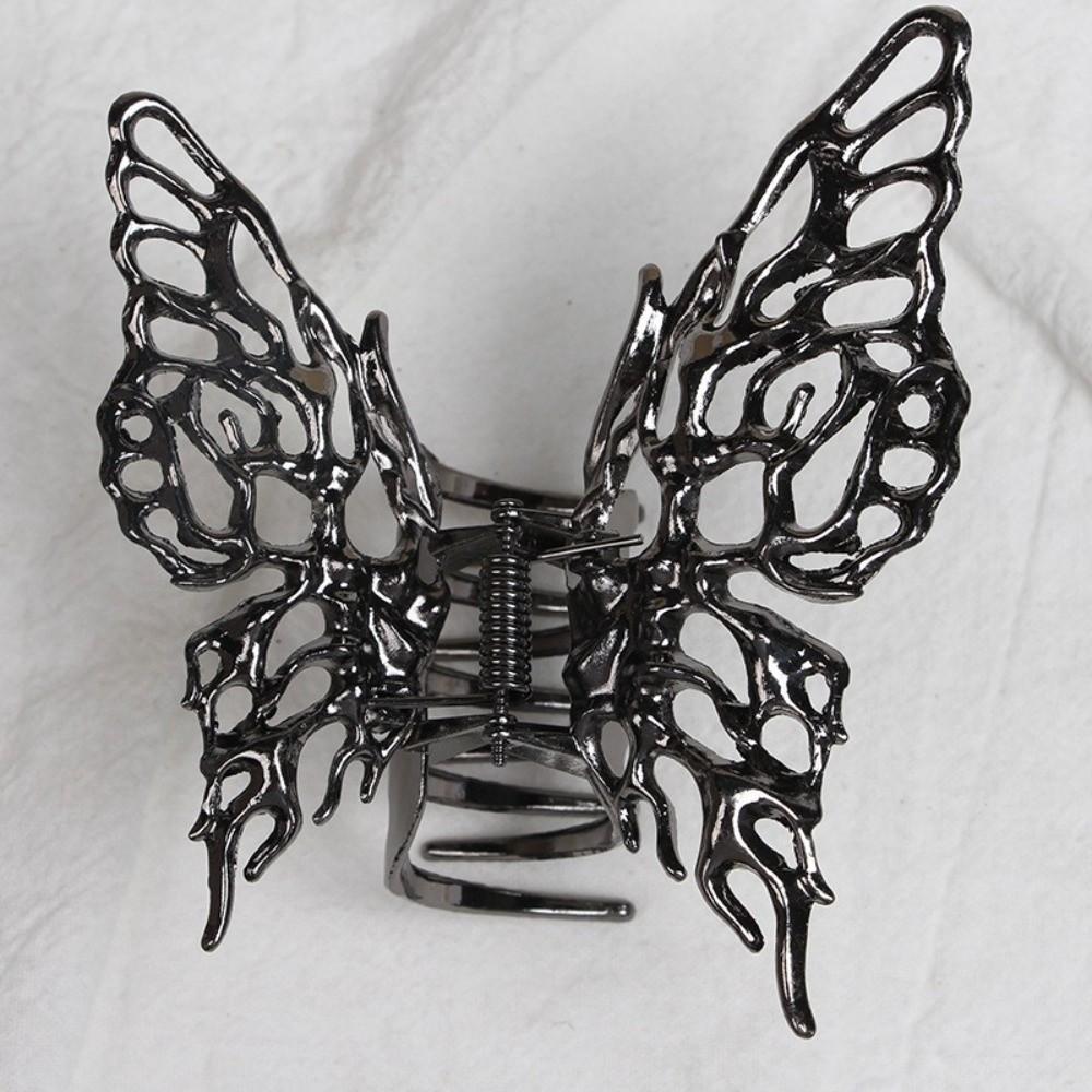 Vintage Butterfly Hair Clips Black/Sliver Metal Geometric Hair Barrettes Cross Design Elegant Large Hair Claw Clips