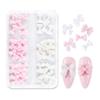 S.A.V.I 3D Bow Nail Art Decorations | 30 Pcs Multicolor Bowknot Nail Charms | DIY Acrylic Manicure Décor for Women | Cute Pink & White Nail Accesso