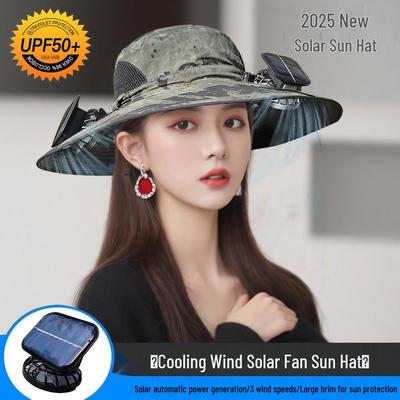 Cappello da Sole Ricaricabile Solare con Batteria da 950mAh e Alta Potenza Eolica per la Raccolta del Tè e la Pesca
