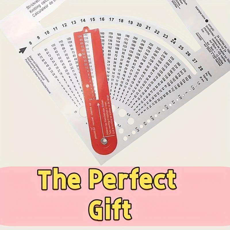 1pc Double-Sided Knitting Calculator and Counting Board, with Rotating Ruler Tool, Hook and Yarn Density Calculator, Mixed Color, for Knitting