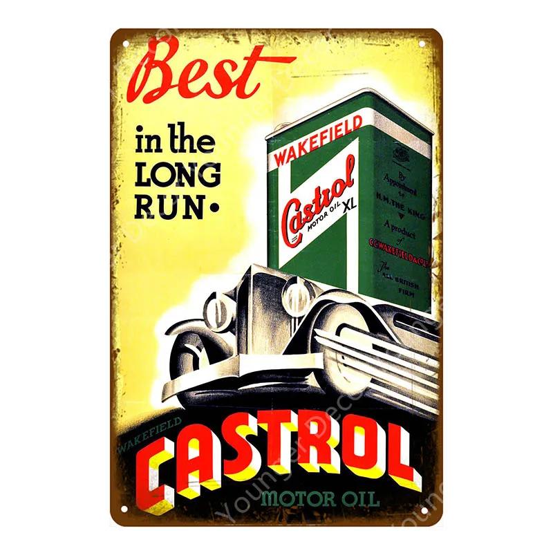 Vintage Texaco Motor Oil Signs Sky Chief Castrol BP Metal Poster Wall Art Painting Plate Garage Gas Gasoline Station Decor YJ