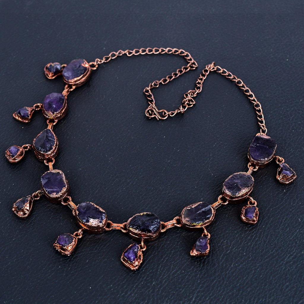 Amethyst Necklace, Gemstone Copper Electroformed Jewelry Necklace, Handmade Jewelry, For Anniversary Gift