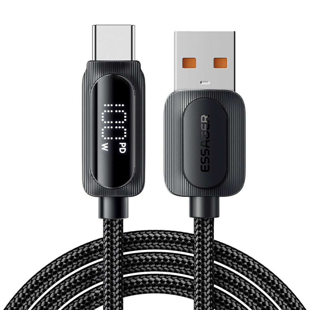 ESSAGER 3m USB-A to Type-C 7A Fully Compatible Data Cable Digital Display Fast Charging Cord A