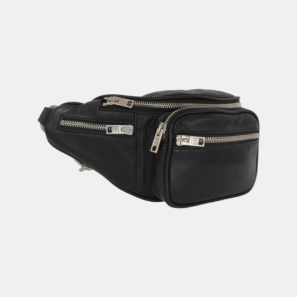 [Gebraucht] Schwarze Leder Bauchtasche Mittel - Sehr Gut #1N84LN0