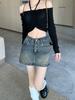 Summer Retro Blue Short Denim Skirt Women High Waist Fashion A-line Mini Skirts Female Slim Pockets Y2k Streetwear Jeans Skirt
