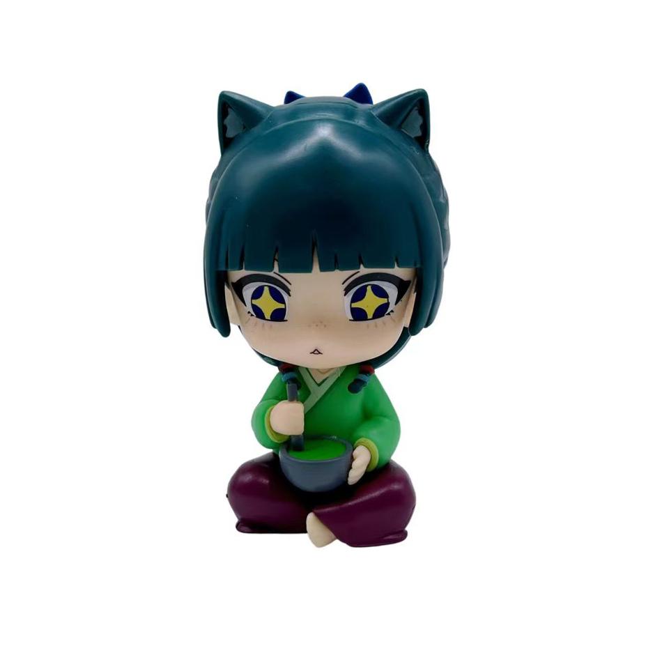 4 Piezas Q-Mini Las Crónicas del Boticario Maomao Jinshi Mini Figura Periféricos de Anime Kawaii Juguetes Sentados Adornos de Escritorio Coche Modelo Regalo