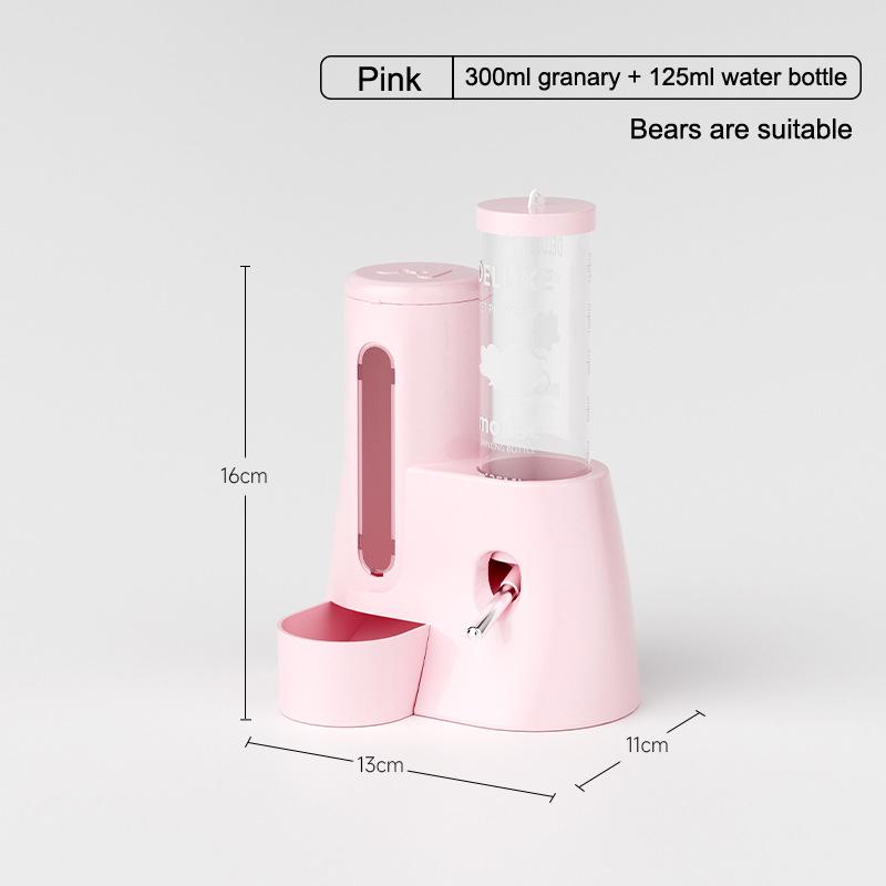 High Volume Leak-Proof Golden Bear Hamster Food Dispenser with Auto Water Fountain Pet Supplies