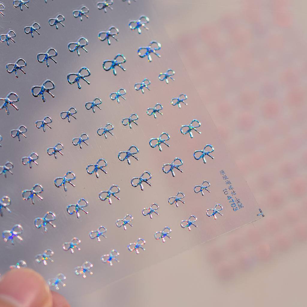 1pcs 5D Exquisite Pink Bow Nail Sticker Colorful Small Ribbon Adhesive Decals Nail Art Decoration DIY Accessory
