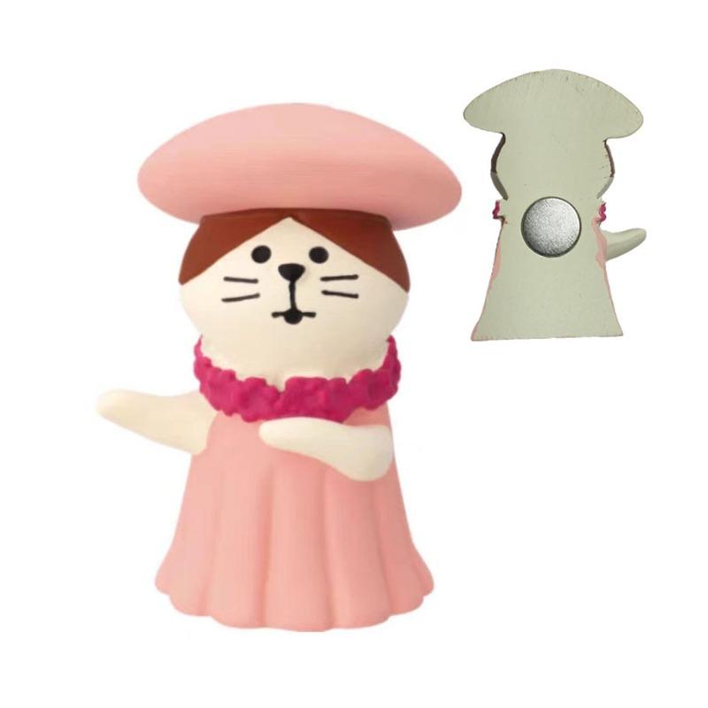 Japanese cat refrigerator sticker, grocery zakka cute bread coffee shop decoration gift miniature resin ornament