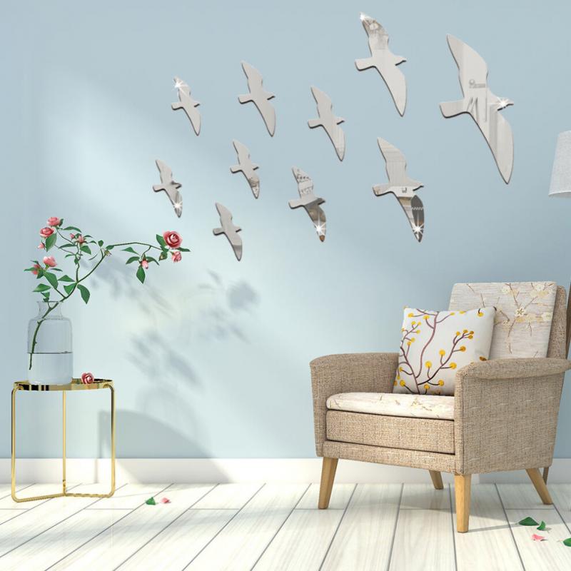 2 abnehmbare Wandaufkleber-Sets, Vogelmuster, Wanddekoration