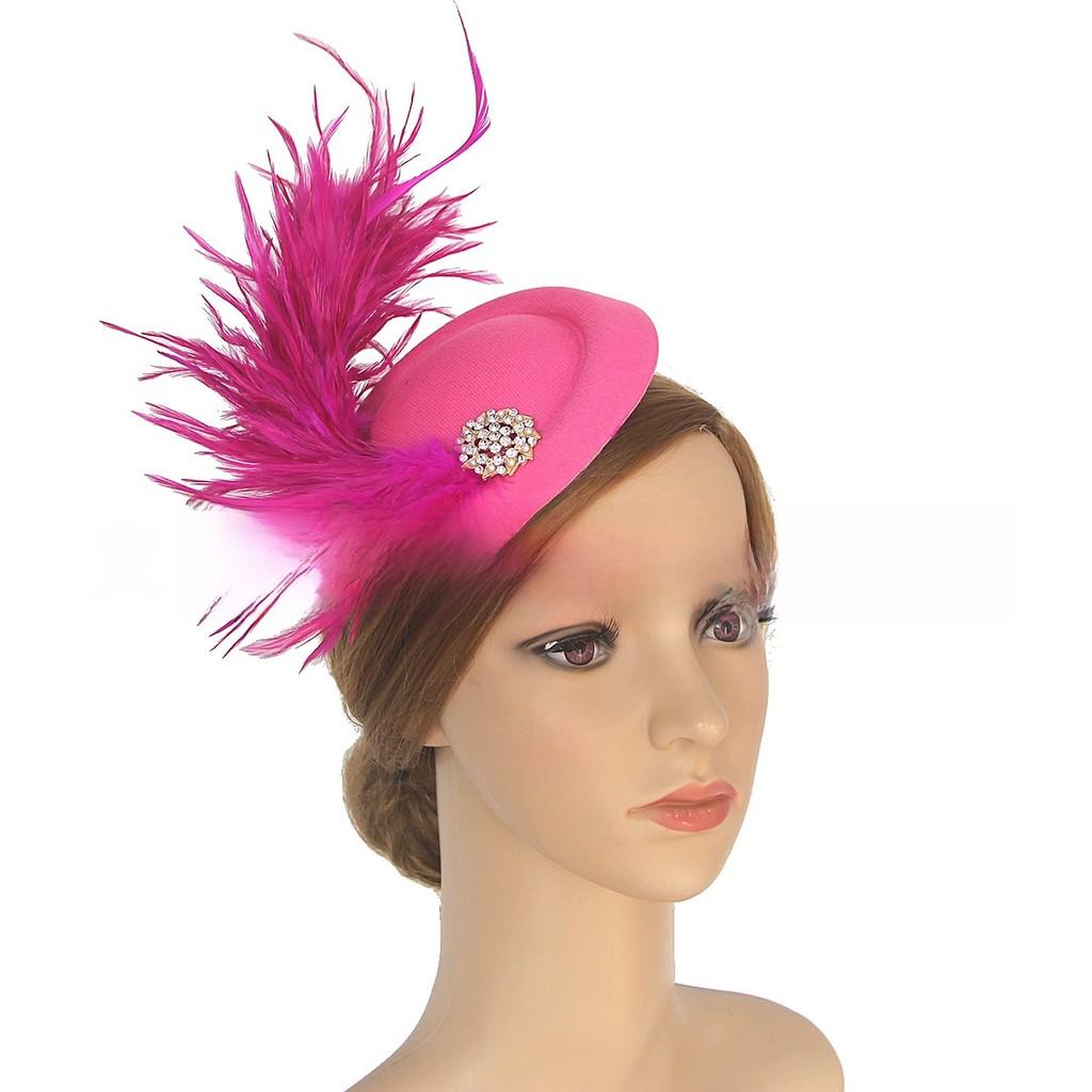 Vintage Bridal Hat With Feather Decor For Wedding And Cosplay