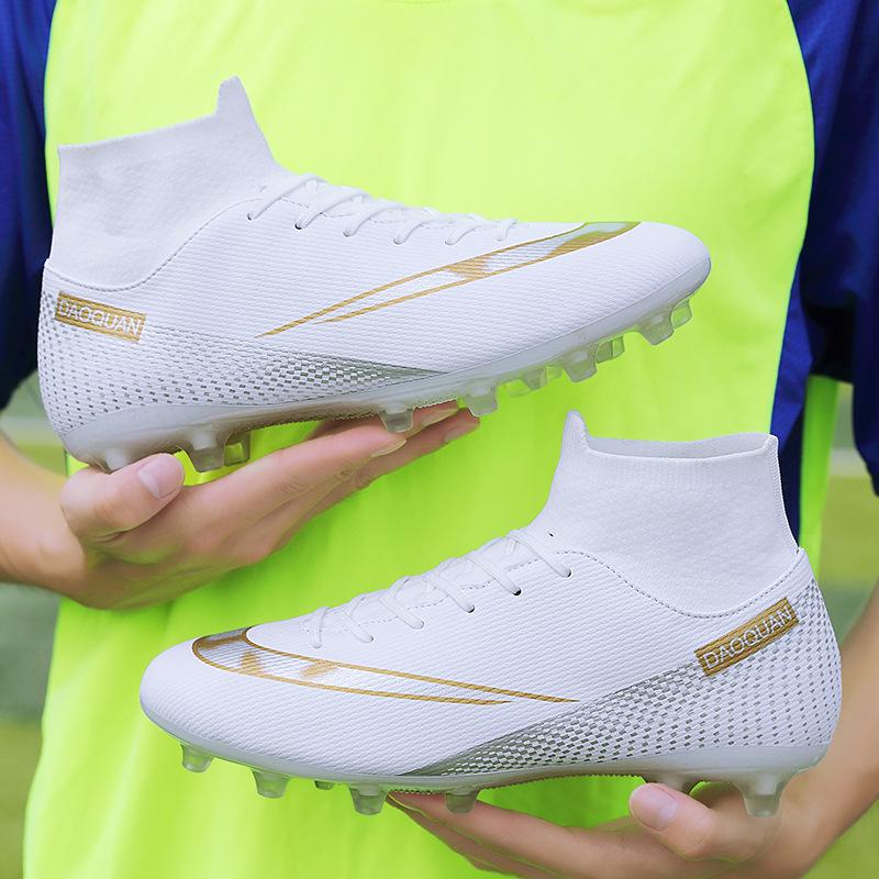 Men's and Women's Same Football Shoes Men's and Children's High-top Students Neymar Broken Nails AG Long Nails Breathable Game Shoes