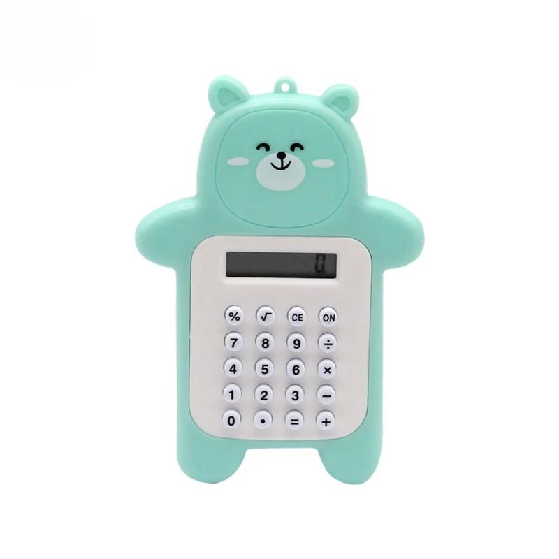 Cute Cartoon Bear Mini Calculator 8 Digit Display Ultra thin Buttons Portable Pocket sized for School Kids Portable Pocket Size