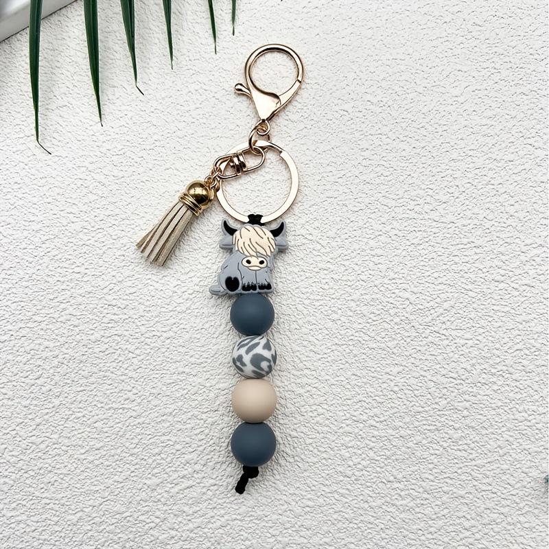Highland Cow Silicone Pendant Keychain - Popular Animal Bag Charm Ornament