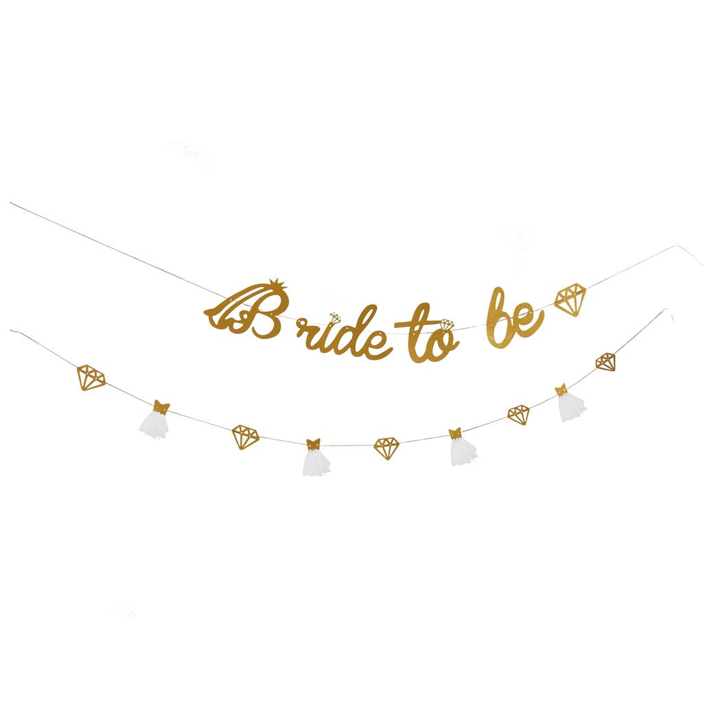 Bridal Shower Banner Gold Glitter Paper Shiny Charming Bridal Shower Sign Paper Mesh Bride To Be Banner for Bridal