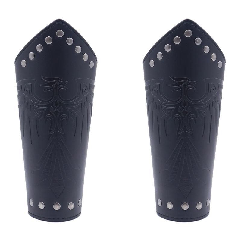 Historical Arm Guard Cosplay Arm Gauntlets Vintage Armband Knight Arm Guard Festival Costume PU Leather Arm Bracers