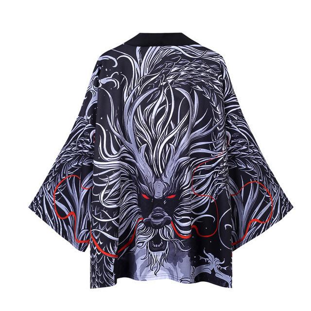 Traditional Samurai Kimono Men Japanese Anime Dragon Print Cosplay Haori Female  Cardigan Yukata Shirt Summer Robe