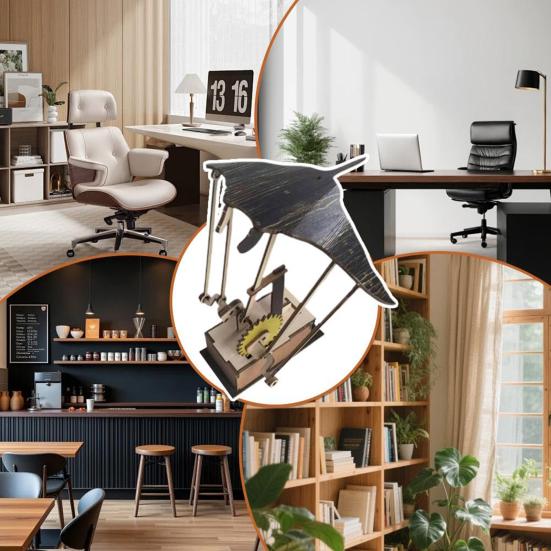 Ornament Electric din Lemn Manta Ray Făcut Manual Artizanal Manta Ray Bionic Automaton Realist Animal Marin Mecanic Decor Birou Casă