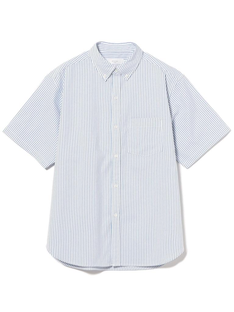 B:MING LIFE STORE by BEAMS Moisture-Wicking, Quick-Drying Short-Sleeve Shirt, B:PolyOXHS_CF25S, Men's, STRIPE, XL, 92010194277