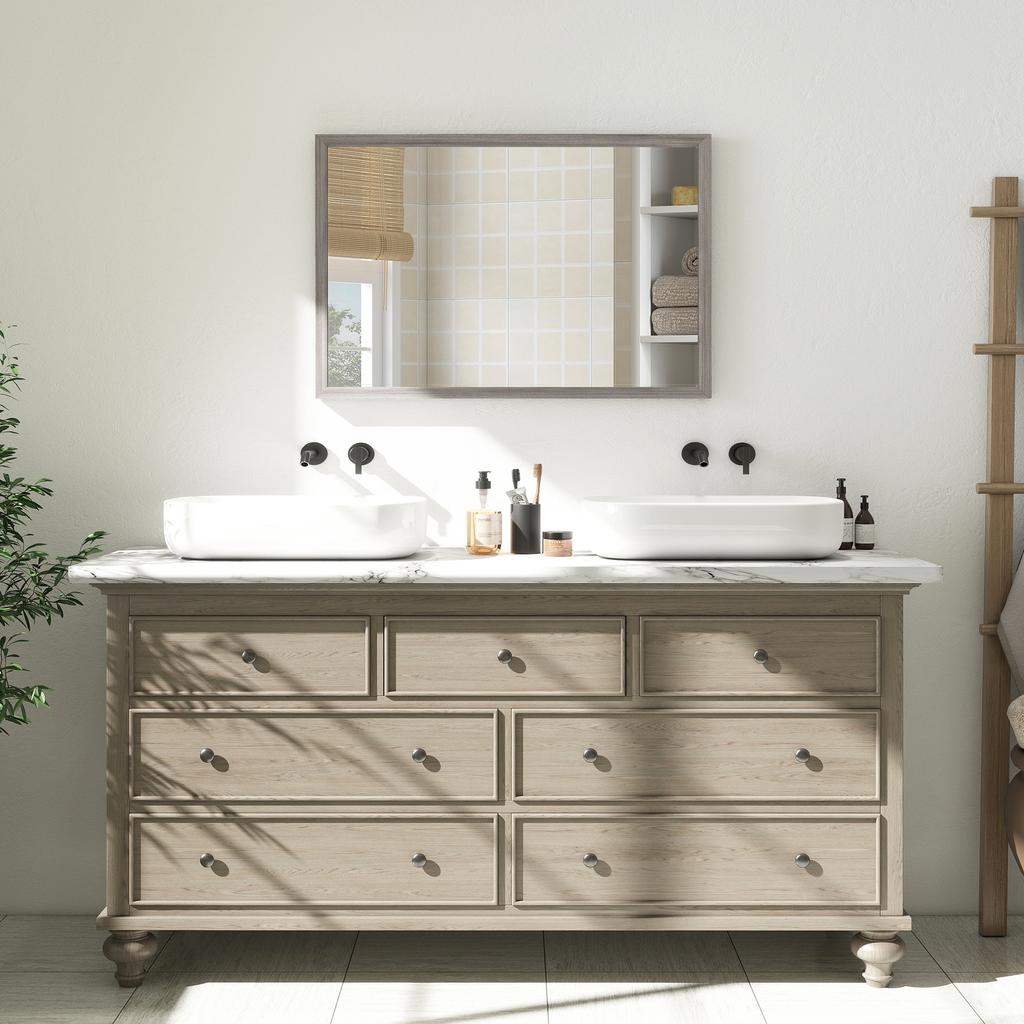 Wall Bathroom Mirror 40 X 60 Cm Wall Mounted Mirror For Living Room Bedroom Hallway Grey