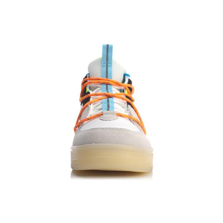 Li Ning Slip Resistant, Abrasion Resistant, Lightweight Mid Top Skateboard Shoes Men's Gray White Blue AGCQ127-4