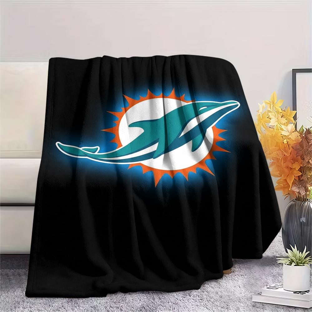 Miami Dolphins Print Flannel Blanket, High Quality Comfortable for All Seasons, Home Decor, Warmth and Comfort, Perfect for Christmas Gifts