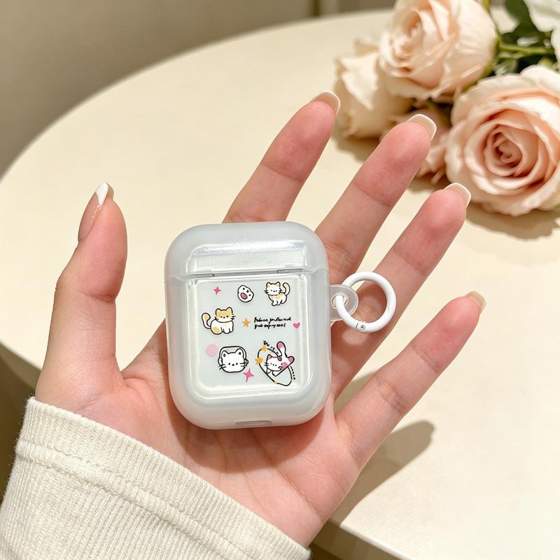 Transparent Case Cute Kitten Compatible with Apple AirPods 1/1/1 Gen Protective Case Pro Bluetooth Earphones