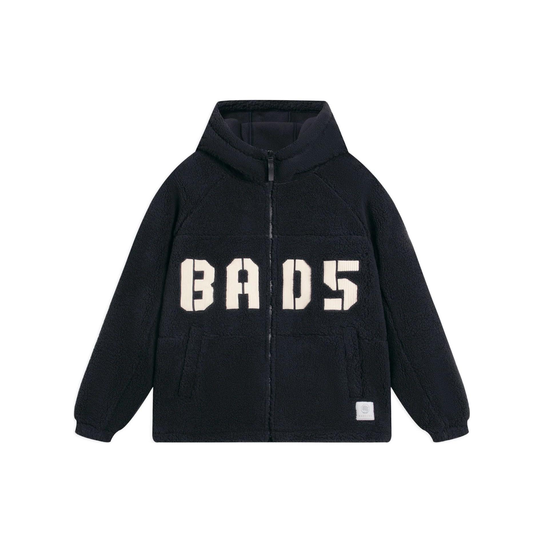 Li-Ning BadFive Logo Fleece Full Zip Jacket Black White Men s AFDSA69-5 M