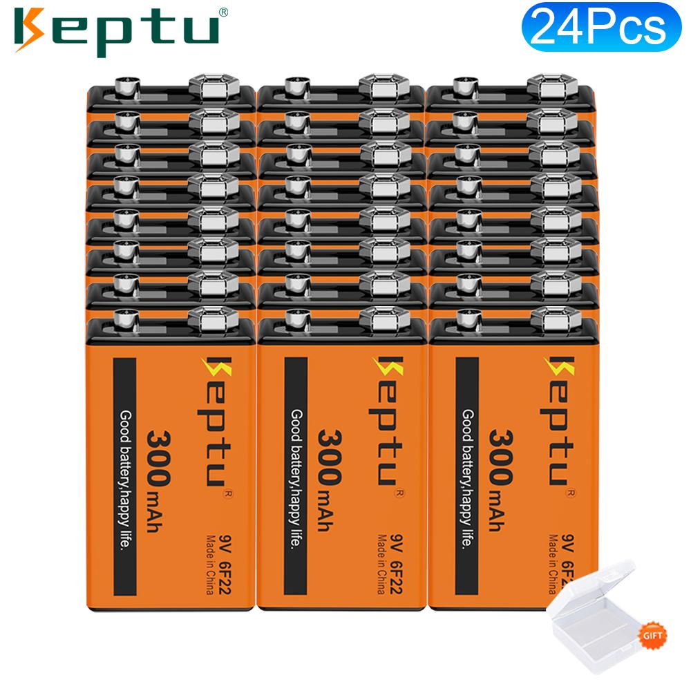 KEPTU 9V 300mAh Long-lasting Rechargeable Batteries for Wireless Microphones, Guitars, and Smoke Alarms