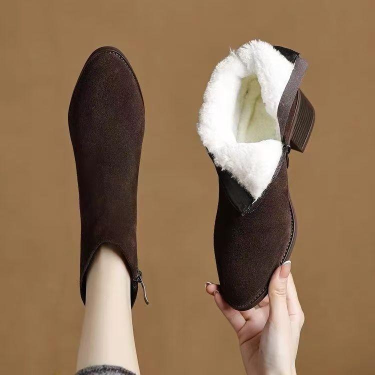 Women's lightweight comfortable thick sole cold warm padded snow boots non-slip wear outdoor leisure sports pointed cotton boots