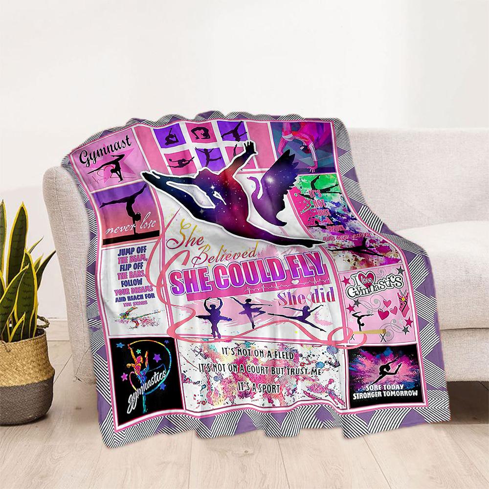 Gymnastics Art Quotes Blankets Are Suitable for Living Rooms, Bedrooms, Camping, and Other Places, Making Them an Ideal Choice for Gifts.