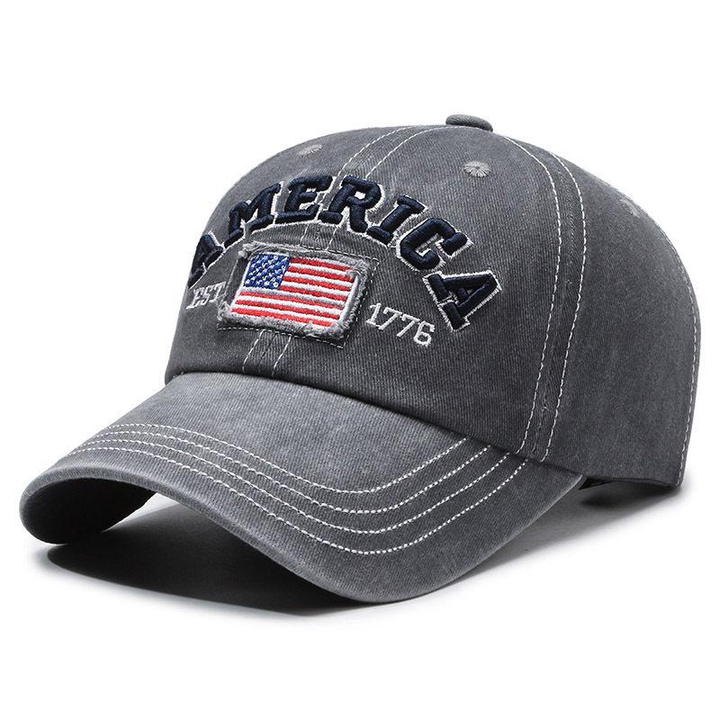 Vintage Washed Cotton Baseball Cap For Men Women Usa Flag Embroidered Dad Hat Retro America 1776 Snapback Outdoor Sun Hats