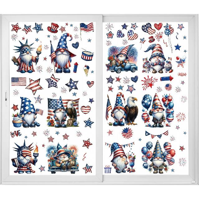 12 Sheets Big Size Easter Window Clings - Cute Bunny Eggs & Flowers Window Decals - Home, School, Office & Party Supplies 4th of July