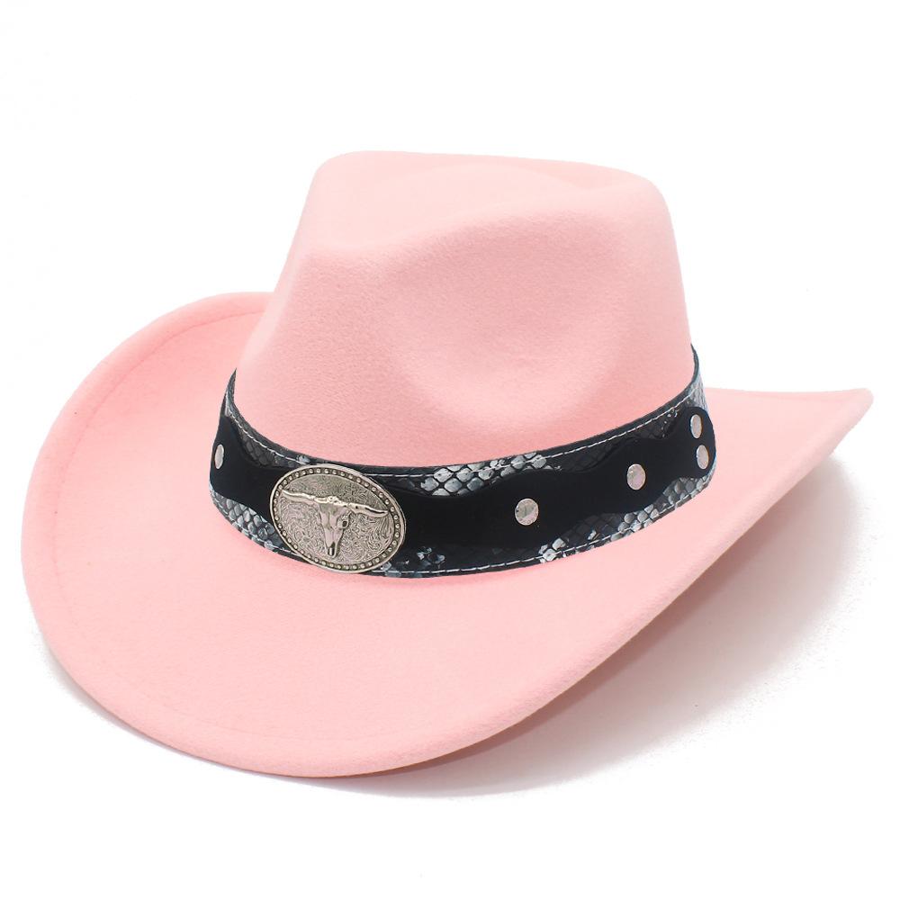 New Cow Head Belt Accessories Western Cowboy Hat Classic Retro Jazz Hat European and American Style Gentleman Hat