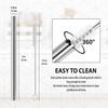 Stainless Steel Smoothie Straws, 0.4'' Extra Wide Reble Metal Drinking Straws for Milkshake, Smoothie, Bubble Tea, Juice, Beverage, Set of 4 with 2