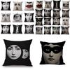 Unique Linen Vintage Piero Fornasetti Face Throw Pillow Case With Artistic Face Illustration
