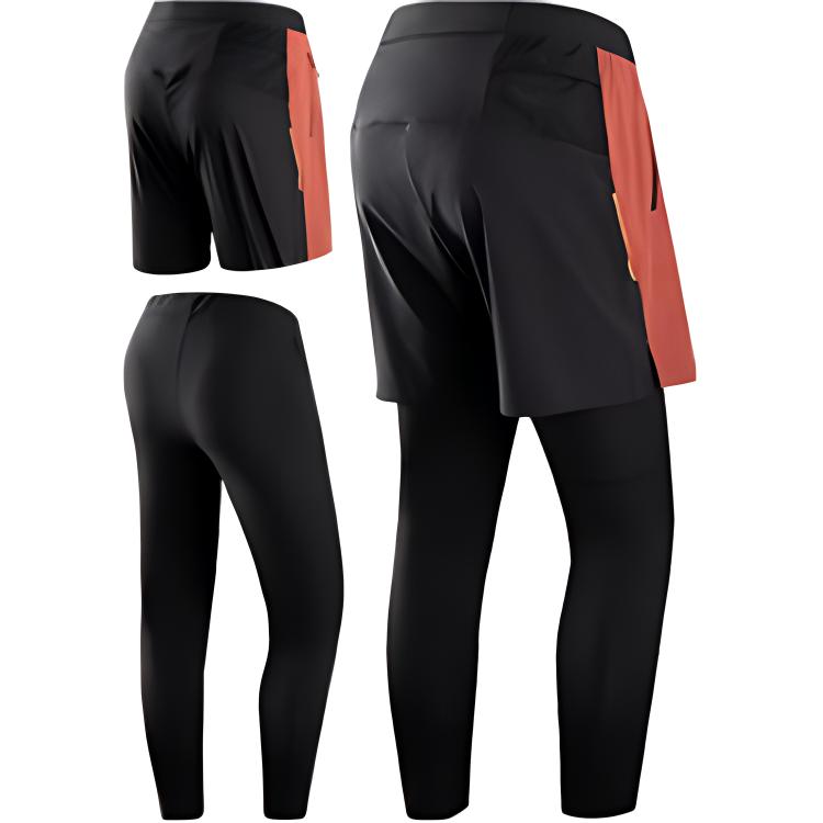 Anta Running Series Casual Simple Tight Color Block Comfortable Running Shorts Men Shorts Rust-Red Basic-Black 152445502-1