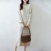 Women Sweater Dress 100% Wool MODERN NEW SAGA V-neck Knit Long Pullover Winter Jumpers Wool Long Dress Female
