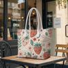 Cute Strawberry Printed Tote Bag Casual Daily Handbag for Women Lightweight Reusable Shopping Shoulder Bag for Outdoor Travel