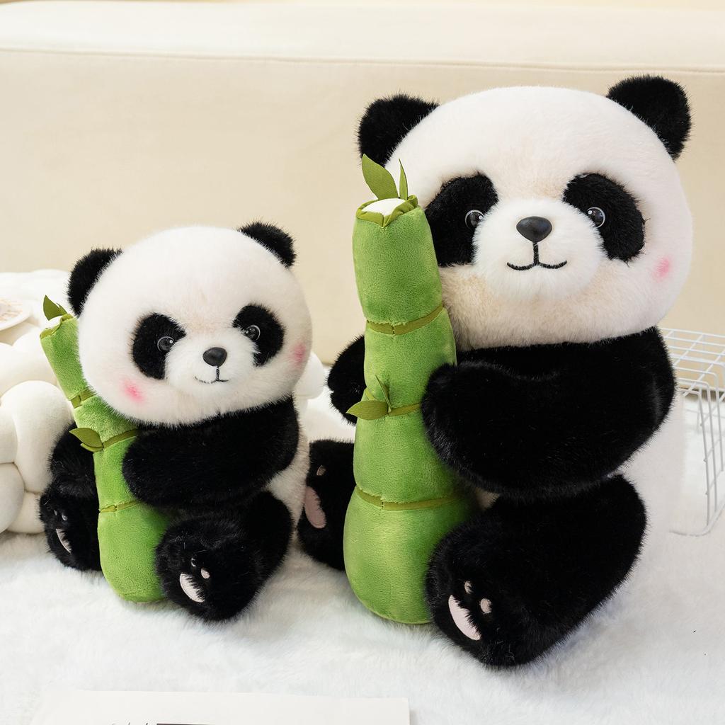 Kawaii Panda With Bamboo Leaf Soft Stuffed Favorite Giant Panda With Fruit Dolls Birthday Christmas Gifts Presents