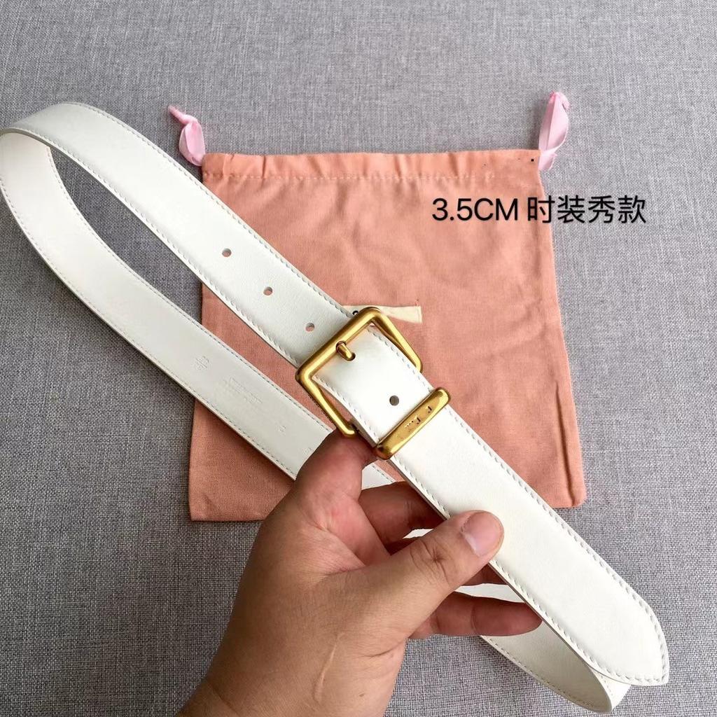 New 3.5cm high-quality first-layer cowhide MIU belt decorative buckle with jacket pants leather belt