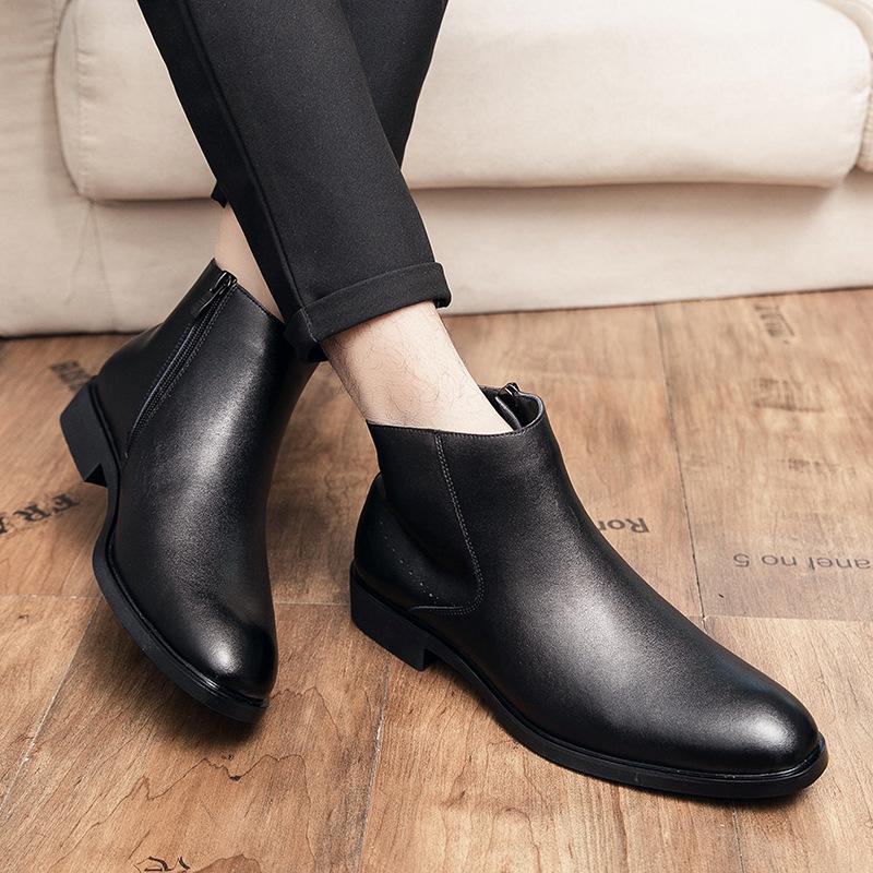 Chelsea boots boots british high-top leather shoes flip mid-top short boots suede mens sneakers