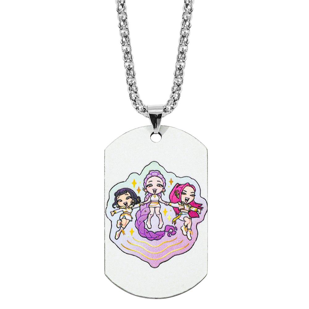 1pc KPop Demon Hunters Rumi Mira Zoey Blue Tiger Stainless Steel Pendant Necklace Unisex Fashion Chain Jewelry Fans Gift