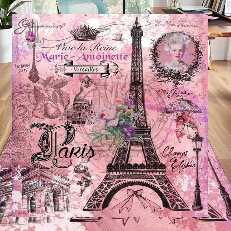 Parisian Eiffel Tower Romance Office Rug Chair Mat, Entryway Carpet, Suitable for Front Door, Bedroom, Living Room, Desk, Holiday Gift