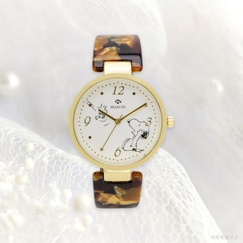 Fieldwork Snoopy Analog Acrylic Bangle Watch, Brown, Women's, PNT038-3