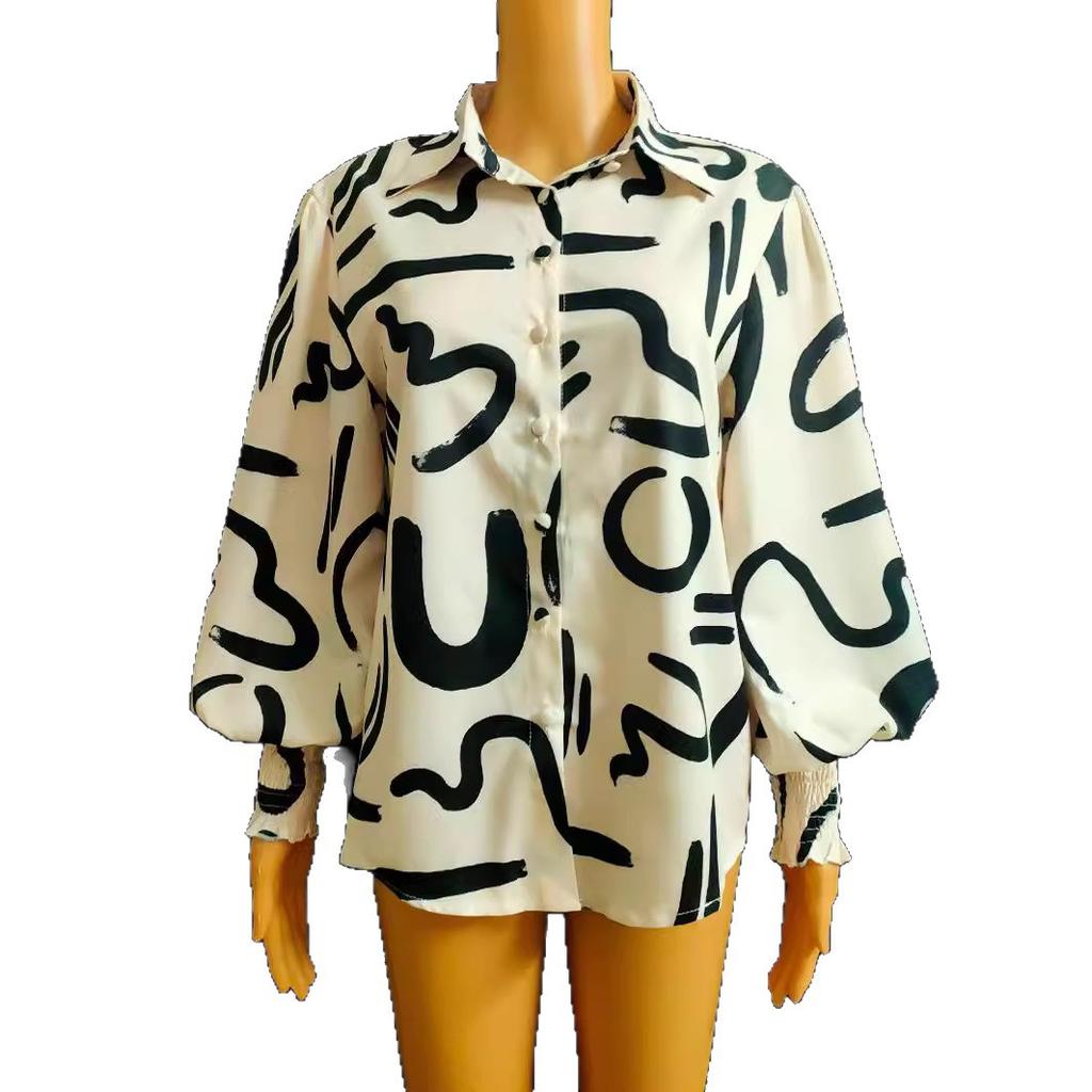 Spring and Autumn Women's New Fashion Printed Versatile Casual Long Sleeve Shirt