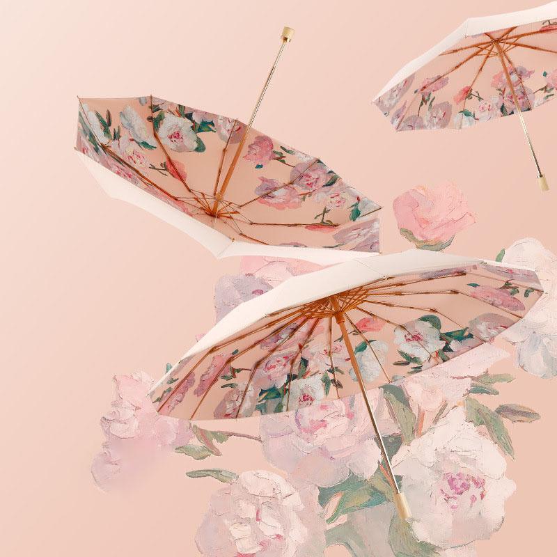 Летний портативный складной зонт с цветным покрытием — фото 3