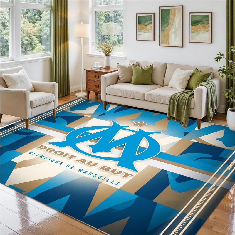 Olympique Lyonnais FC Design Crystal Velvet Rug Soft Decorative Mat for Bedroom Entrance