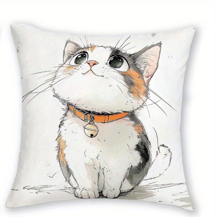 1/4pcs Cute Watercolor Cat Throw Pillow Covers Cartoon Kitten Cushion Cases for Home Sofa Bedroom Decor Cushion Cover